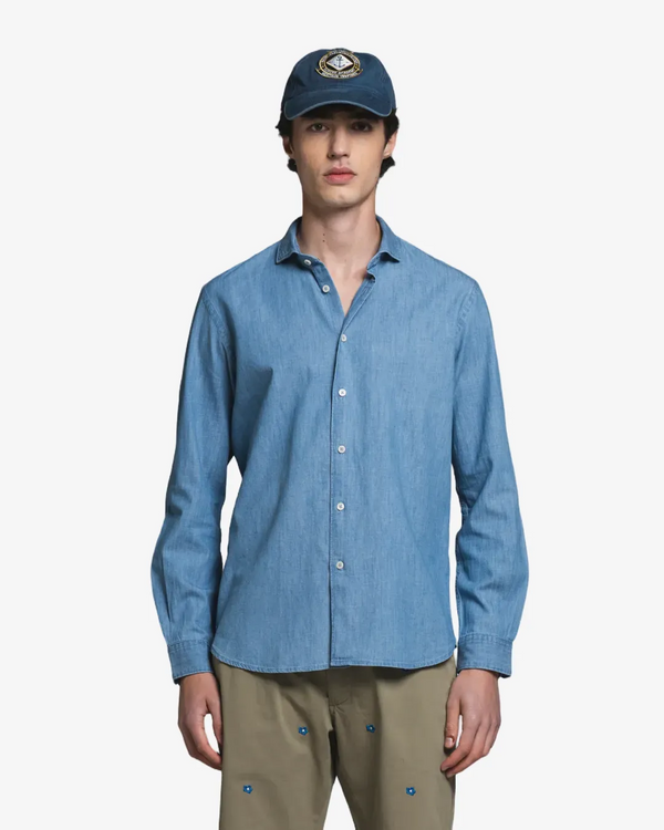 Impure – Riley – Camicia in Denim Slub Collo Francese