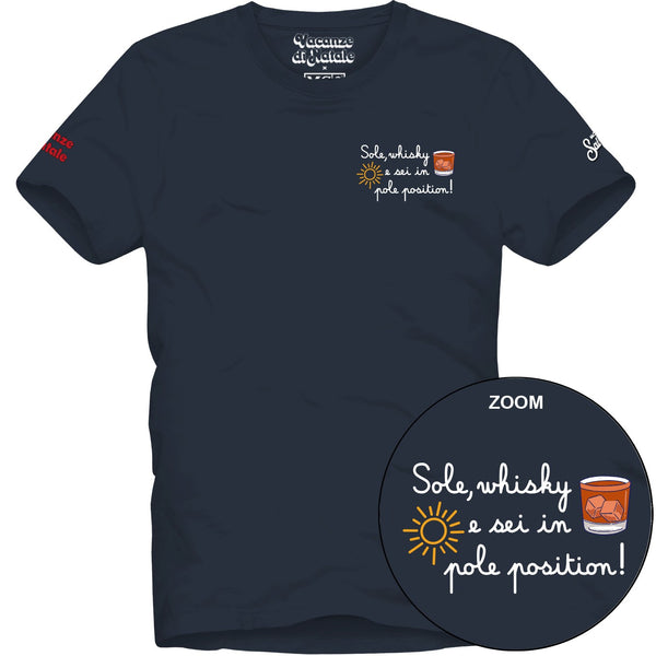 T-shirt Vacanze di Natale "Sole e Whisky" Blue - MC2