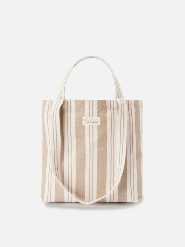 MC2 Saint Barth – Essential Beach – Borsa Mare in Canvas Beige/Bianco