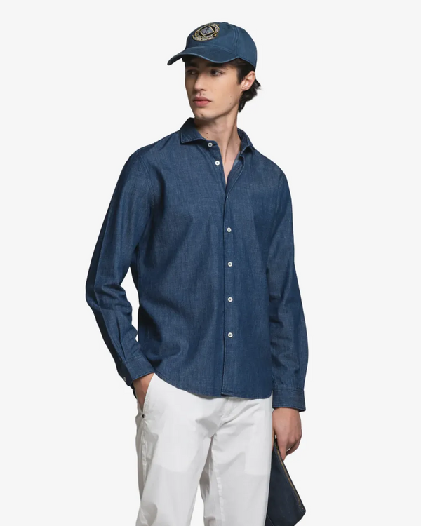 Impure – Riley – Camicia in Denim Slub Collo Francese