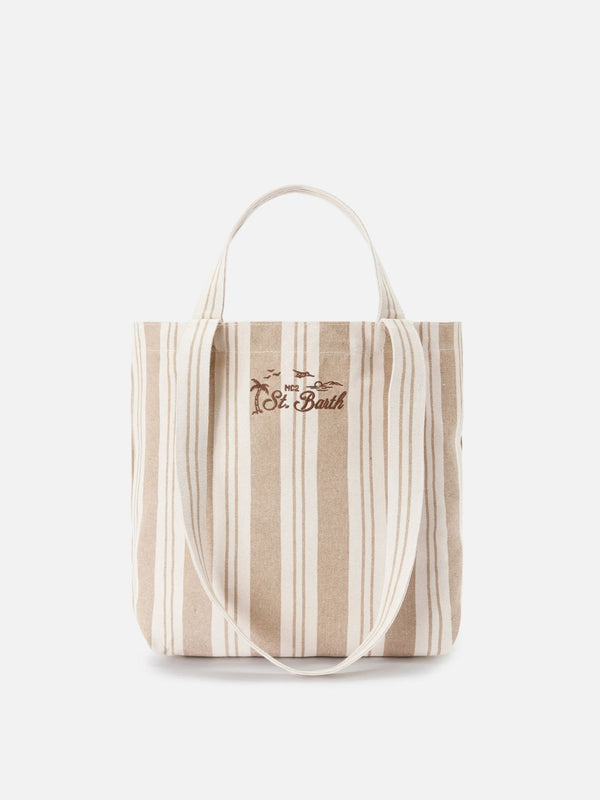MC2 Saint Barth – Essential Beach – Borsa Mare in Canvas Beige/Bianco