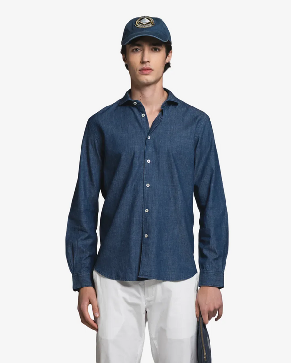 Impure – Riley – Camicia in Denim Slub Collo Francese